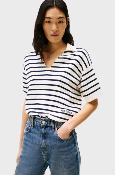 Женское белое поло в полоску MINI STP CO OPEN Белый XS Tommy Hilfiger WW0WW45400