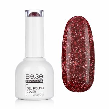 Гель-лак для ногтей Be.Se Professional Gel Polish Collection Glitter 02 Бордовый с серебряными шестигранниками, 10 г Гель-лак для ногтей Be.Se Professional Gel Polish Collection Glitter 02 Бордовый с серебряными шестигранниками, 10 г