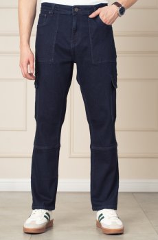 The Pant Project Men Depth Blue Relaxed Fit Denim Cargos