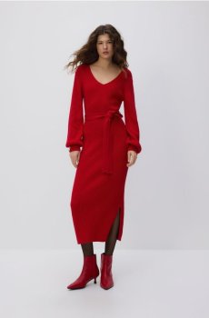 Reserved - Сукня з додаванням вовни - червоний - 657IG-33X