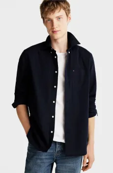 Мужская темно-синяя рубашка GMD TWILL SOLID SHIRT Синий S Tommy Hilfiger MW0MW37582