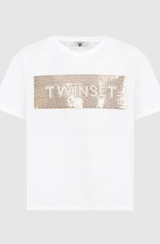 Белая футболка с пайетками