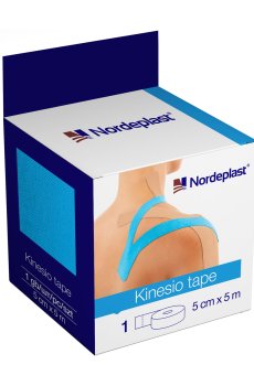 Кинезио тейп медицинский пластырь Nordeplast  Kinesio Tape синий, 5 см*5 м