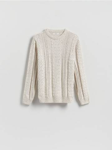 Reserved - Джемпер ефектної в’язки - кремовий - TA171-01M