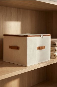 Коробка для зберігання з кришкою на блискавці - бежевий