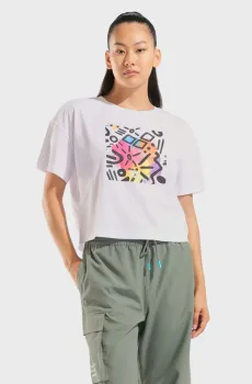 Женская белая футболка GRAFFITI CROP TEE Белый XS Arena 010975-100