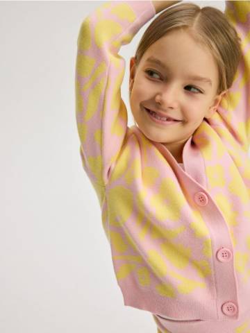 Reserved - GIRLS` SWEATER - пастельний рожевий - 248DB-03X Reserved - GIRLS` SWEATER - пастельний рожевий - 248DB-03X