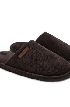 Мужские комнатные тапочки Twins HS-OZ вельветовые, коричневые, размер 40-41, (27 см)