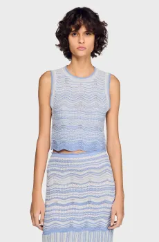 Женский голубой топ Голубой S Sandro SFPPU02857_Sky Blue