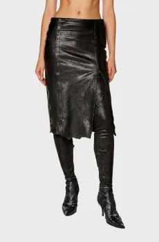 Женская черная кожаная юбка L-RUPA Черный 38 Diesel A10411 0WFAT
