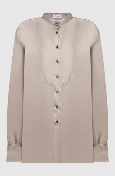 Блуза цвета хаки из шелка
