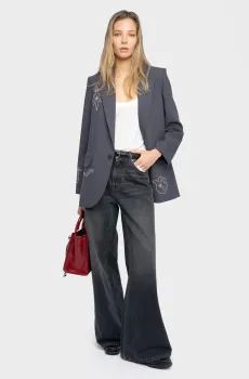 Женский серый жакет Vival Серый 38 ZADIG&VOLTAIRE WWBL01973_ANTHRACITE