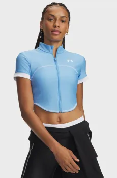 Женская голубая спортивная кофта UA HeatGear Novelty SS FZ Голубой L Under Armour 6013658-465