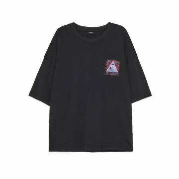 Cropp - Чорна футболка з принтом - чорний