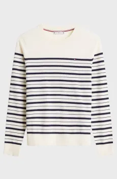 Женский белый джемпер в полоску JERSEY FINE Разноцветный S Tommy Hilfiger WW0WW44984