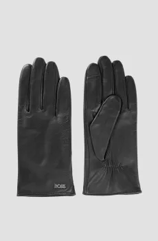 Женские черные кожаные перчатки Черный 8 BOSS 50526613;001