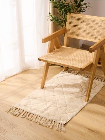 Килимок з бахромою - кремовий