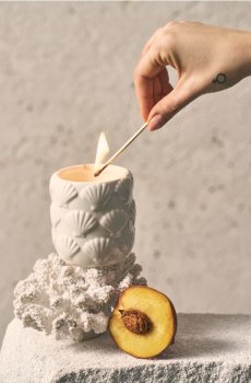 Керамічна ароматична свічка з тисненими мушлями Island Coconut - білий