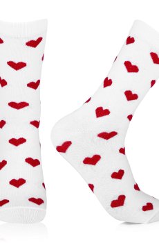 Носки женские AmiGA классические, сердца, белые, размер 23-25