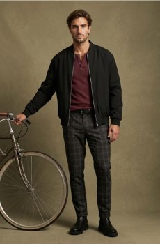 Футболка Henley з бавовною - буряковий
