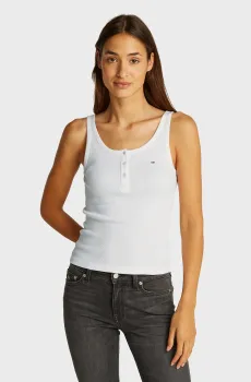 Женская белая майка TJW SLIM BUTTON TANK Белый M Tommy Jeans DW0DW19492