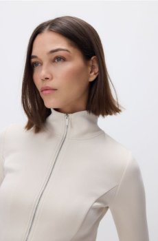 Reserved - Кофта на блискавці з модалу - нюдовий - 797HS-02X