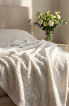 Однотонний плед - кремовий