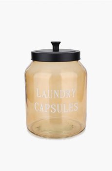 Скляна ємність із кришкою для пральних таблеток - нюдовий