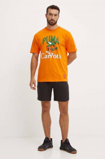 Хлопковая футболка Puma PUMA X CARROTS Graphic Tee мужская цвет оранжевый с принтом 627443 Хлопковая футболка Puma PUMA X CARROTS Graphic Tee мужская цвет оранжевый с принтом 627443