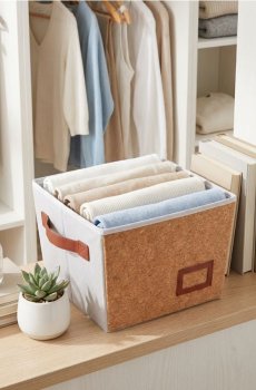 Складна коробка для зберігання з ручкою - бежевий