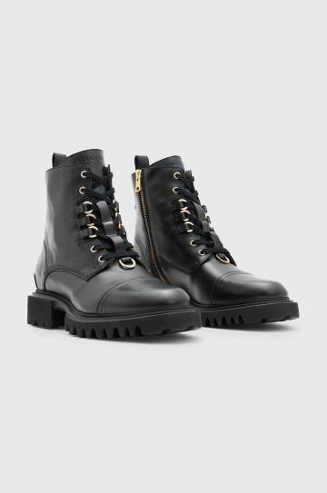 Кожаные полусапожки AllSaints Lydia Boot женские цвет чёрный на плоском ходу W040FB Кожаные полусапожки AllSaints Lydia Boot женские цвет чёрный на плоском ходу W040FB