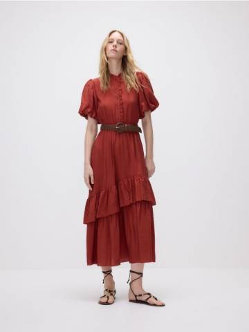 Reserved - Сукня-максі з поясом - буряковий - 581EN-83X Reserved - Сукня-максі з поясом - буряковий - 581EN-83X