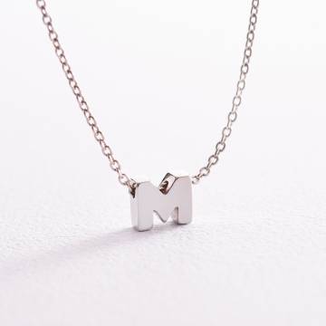 Серебряное колье с буквой "М" 1105 М Серебряное колье с буквой "М" 1105 М