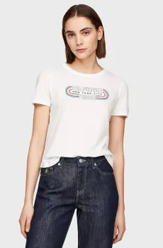 Женская белая футболка SLIM TRACK HILFIGER C-NK SS Белый S Tommy Hilfiger WW0WW41203