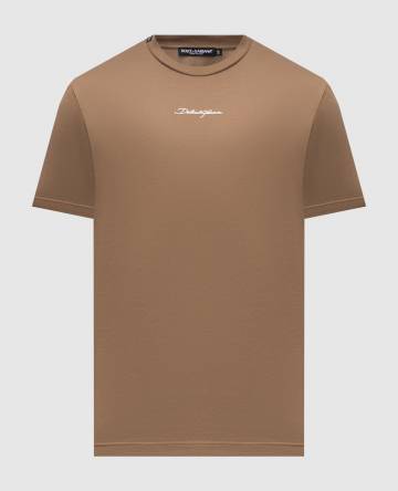 Коричневая футболка с вышивкой логотипа