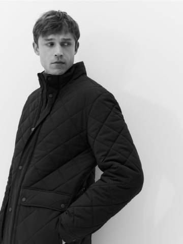 Reserved - Стьобана куртка з високим коміром - темно коричневий - 7096H-89X Reserved - Стьобана куртка з високим коміром - темно коричневий - 7096H-89X