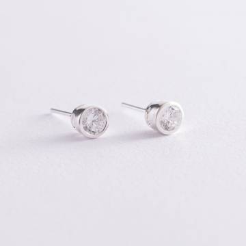 Серебряные серьги - пусеты с фианитами 121251 Серебряные серьги - пусеты с фианитами 121251