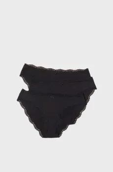 Женские черные трусики-слипы (3 шт) JIM Черный XS Etam 6538662