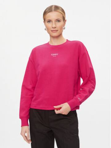 Tommy Jeans Світшот Ess Logo DW0DW16393 Рожевий Cropped Fit Tommy Jeans Світшот Ess Logo DW0DW16393 Рожевий Cropped Fit