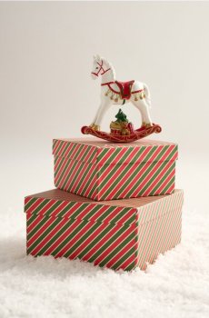 Різдвяні подарункові коробки в смужку 2 pack - темно-зелений