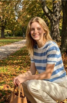 Смугастий светр з віскозою - синій