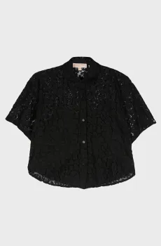 Женская черная блуза LACE CROP BTN DWN SHIRT Черный XS Michael Kors MS440NM3TQ