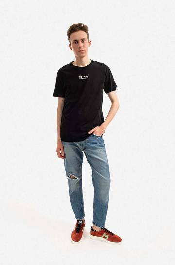 Хлопковая футболка Alpha Industries цвет чёрный с принтом 118529.649-black Хлопковая футболка Alpha Industries цвет чёрный с принтом 118529.649-black