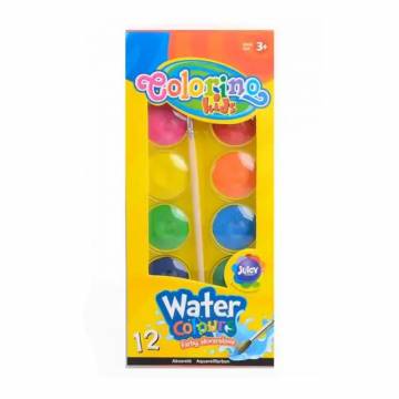Акварель для рисования Colorino Kids Water Colour с кистью, 12 цветов, от 3 лет (41508PTR) Акварель для рисования Colorino Kids Water Colour с кистью, 12 цветов, от 3 лет (41508PTR)