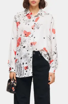 Женская белая рубашка с узором Белый S Bimba Y Lola 231BR2009.T6242
