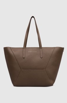 Коричневая кожаная сумка-тоут с принтом логотипа