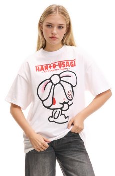 Cropp - Біла футболка з принтом Hanyo-Usagi - білий