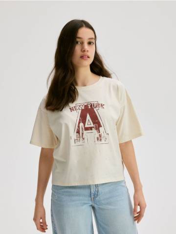 Reserved - GIRLS` T-SHIRT - нюдовий - 839GB-02X Reserved - GIRLS` T-SHIRT - нюдовий - 839GB-02X