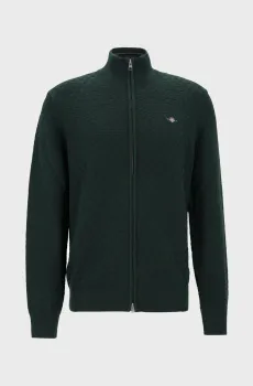 Мужской темно-зеленый кардиган MICRO TEXTURE FZ Зеленый S Gant 8030263