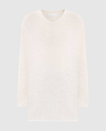 Белый свитер с мохером и шелком Белый свитер с мохером и шелком